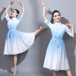 现代舞演出服女成人新款正青春护士舞蹈服装中学生合唱连衣裙套装