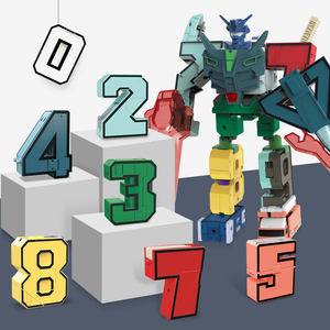 变形玩具数字合体金刚一步变身汽车机器人6符号模型4男孩5小飞机3