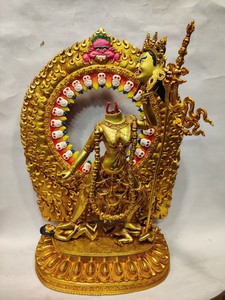 尼泊尔释迦族 紫铜全鎏金手工簪刻雕花工艺 那洛空行母 卡雀玛