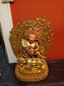 尼泊尔高档精品紫铜鎏金手工艺 地狱王 阎罗王 密阎王佛像 高70cm