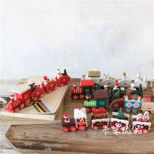 圣诞创意木质彩绘小火车商场店铺橱窗桌面装饰摆件圣诞节儿童礼物