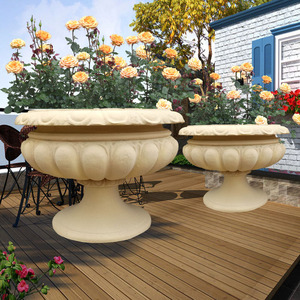 欧式水泥花盆户外庭院花钵室外小区别墅玻璃钢砂岩石雕绿植大花坛