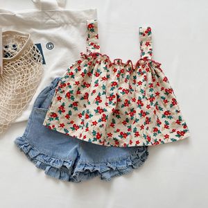 女童夏装套装新款韩版网红洋气女宝宝短裤小童吊带纯棉两件套