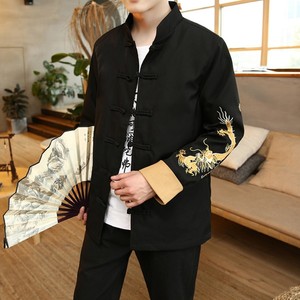 中国风外套古风唐装男装中山装汉服套装国潮网红刺绣服装抖音同款