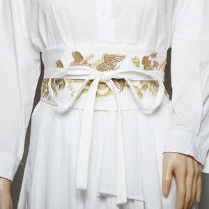 腰封女宽腰带装饰连衣裙收腰刺绣配裙子汉服中国风复古束腰红色