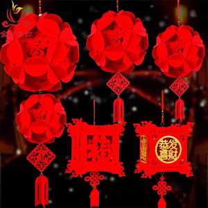 国庆春节无纺布灯笼装扮装饰创意大红灯笼商场室内外阳台福字宫灯