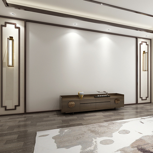 新中式实木烤漆线条电视背景墙装饰条花格边框造型轻奢格栅护墙板