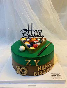 生日蛋糕装饰网红软胶男士台球桌斯诺克球摆件男生桌球甜品台装扮