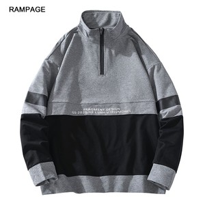 rampage春秋新款男士卫衣立领开叉港风潮牌男装青年棉质宽松卫衣