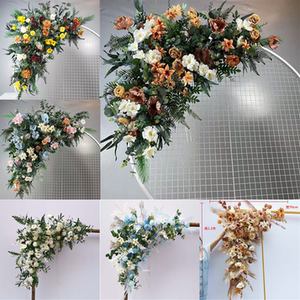 新款婚庆三角花排结婚拱门花舞台背景迎宾区布置排花仿真绢花花艺