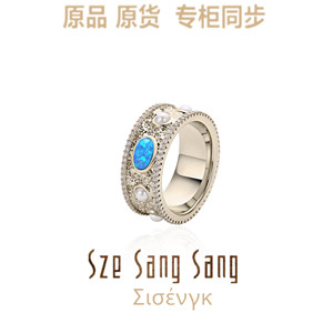 小香风希腊设计师施生生蓝澳宝项链珍珠戒指欧美时尚流行指环女