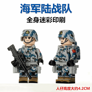 兼容乐高现代海军陆战队人仔美军特种兵幽灵特战警察积木拼插玩具