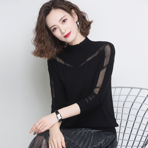 毛衣针织衫新款2021爆款洋气时尚网纱性感蕾丝打底衫女秋冬内搭