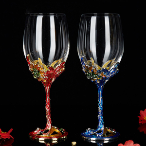 欧式珐琅彩红酒杯醒酒器套装家用高脚杯玻璃酒具法式复古水晶酒杯