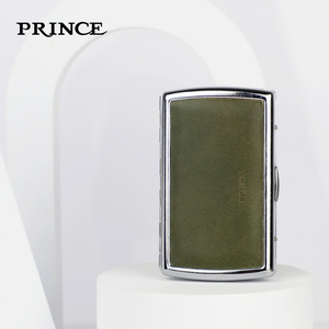 日本prince/王子12支烟盒真皮海浪银色拉丝款铜超薄便携男士礼品