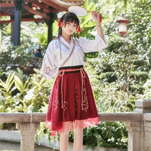 改良汉服短裙套装汉元素寄明月舞蹈服半身裙日常学生演出服班服