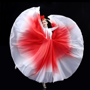 万疆灯火里的中国歌伴舞现代舞大摆裙红歌美丽中国开场舞蹈演出服