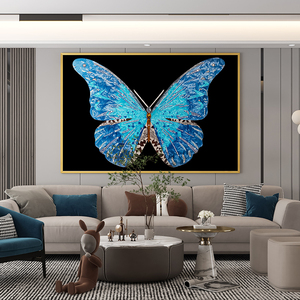 手绘掐丝珐琅彩装饰画现代轻奢餐厅玄关走廊蝴蝶壁画高档客厅挂画