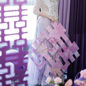 紫色系婚房布置套餐结婚床头背景墙装饰新娘郎卧室喜字晨袍拍摄