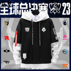 t1战队fnc队服s13总决赛kt liquid假两件连帽卫衣男女带帽子外套