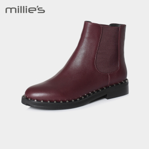 【双11预售】millie's/妙丽冬牛皮铆钉时尚