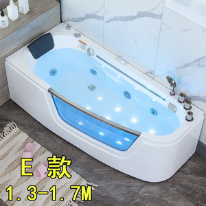 家用小户型亚克力浴缸冲浪按摩恒温独立式弧形窄边浴盆1.31.8米
