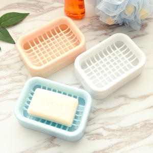 简约北欧素色肥皂沥水盒浴室卫生间手工皂盒双层塑料网格香皂托架