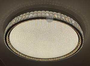 现代简约不锈钢水晶吸顶灯简洁轻奢圆形客厅灯卧室灯LED变光吸灯