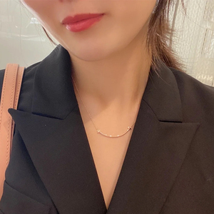 tiffany/蒂芙尼笑脸项链男女18k金mini满钻黄金大小号微笑锁骨链
