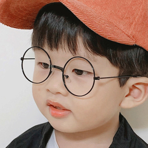 韩版儿童圆框眼镜男童女童时尚圆形平光眼镜装饰镜宝宝拍照神器潮