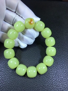 岫岩玉河磨玉黄白老型珠手链男女同款鸡油黄色玉质水润细腻