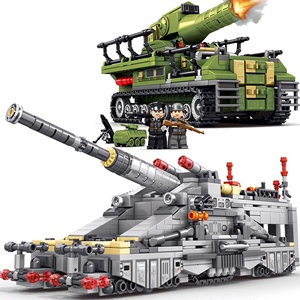 中国武装积木军事古斯塔夫列车炮巨炮拼装模型卡尔臼炮装甲车玩具