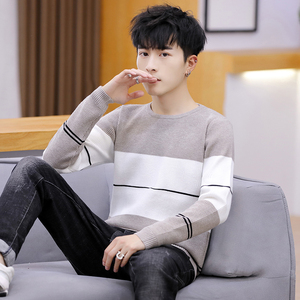 圆领针织衫13岁大童男孩帅气百搭14初中生宽松毛衣15高中生内搭潮