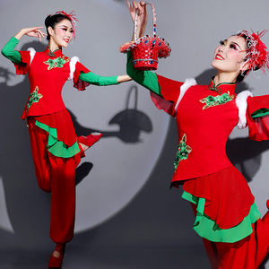 0012人付款淘宝东北大花布衣服套装大人二人转演出服花衣服女村姑男