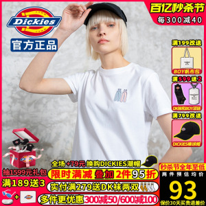 Dickies短袖T恤女迪克斯潮牌绣花2024春季新品b舒适棉Z休闲短Tee