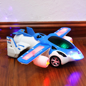 360°旋转 儿童玩具飞机变形男孩宝宝玩具车灯光音乐仿真客机模型