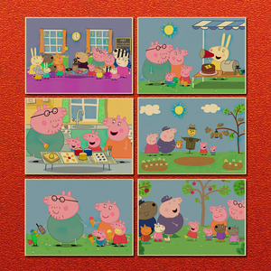 小猪佩奇 Peppa Pig 动画牛皮纸海报 儿童动漫装饰画 相框墙贴纸