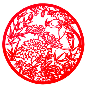纯手工剪纸刻纸成品圆形剪纸 中国传统礼品 风景花鸟剪纸窗花贴纸