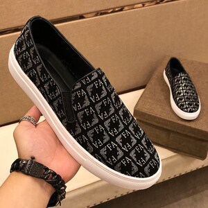 lv bv/黎路易威登印花真皮乐福鞋男鞋一脚蹬休闲板鞋套脚潮