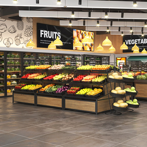 果蔬货架商场超市蔬菜架水果店蔬菜店货架展示架钢木水果架菜架子