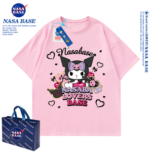 NASA BASE库洛米女童t恤短袖2024新年款夏季女孩纯棉上衣儿童套装