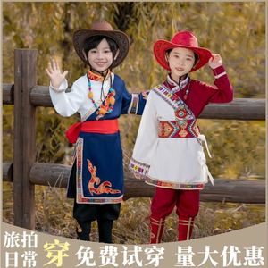 六一儿童节夏季藏族演出服男女童表演服蒙古舞卓玛少数民族藏袍新