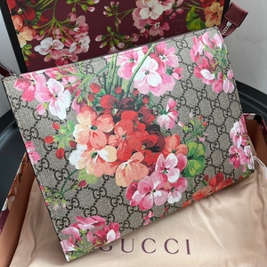 意大利正品gucci古驰天竺葵粉色印花手包女款女包