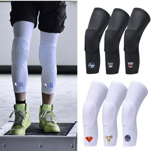 篮球护膝足球健身护腿蜂窝加长防护腿套女男运动护具儿童训练装备