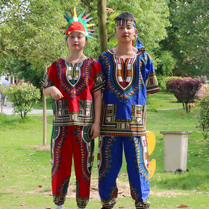 非洲鼓演出服印弟安野人民族风泰国东南亚舞蹈儿童打手鼓表演套装