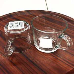宜家透明马克杯家用玻璃带把早餐燕麦杯牛奶昔果汁水杯酸奶喝茶杯