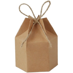 麻绳白色牛皮纸喜糖盒六边形纸盒定制包装糖果盒礼品盒 candy box