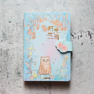 小清新手绘彩页手账本可爱少女心时光花园磁扣本学生记事笔记本子