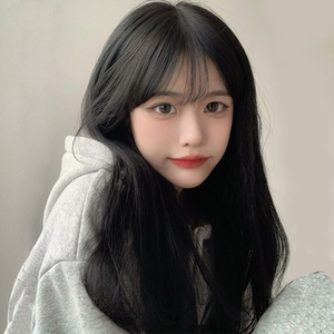 假发女长发全头套自然仿真长直发气质修脸网红空气刘海黑色假发套