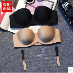 维多利亚无痕隐形文胸无肩带内衣聚拢纯色印花性感夏女小胸的秘密